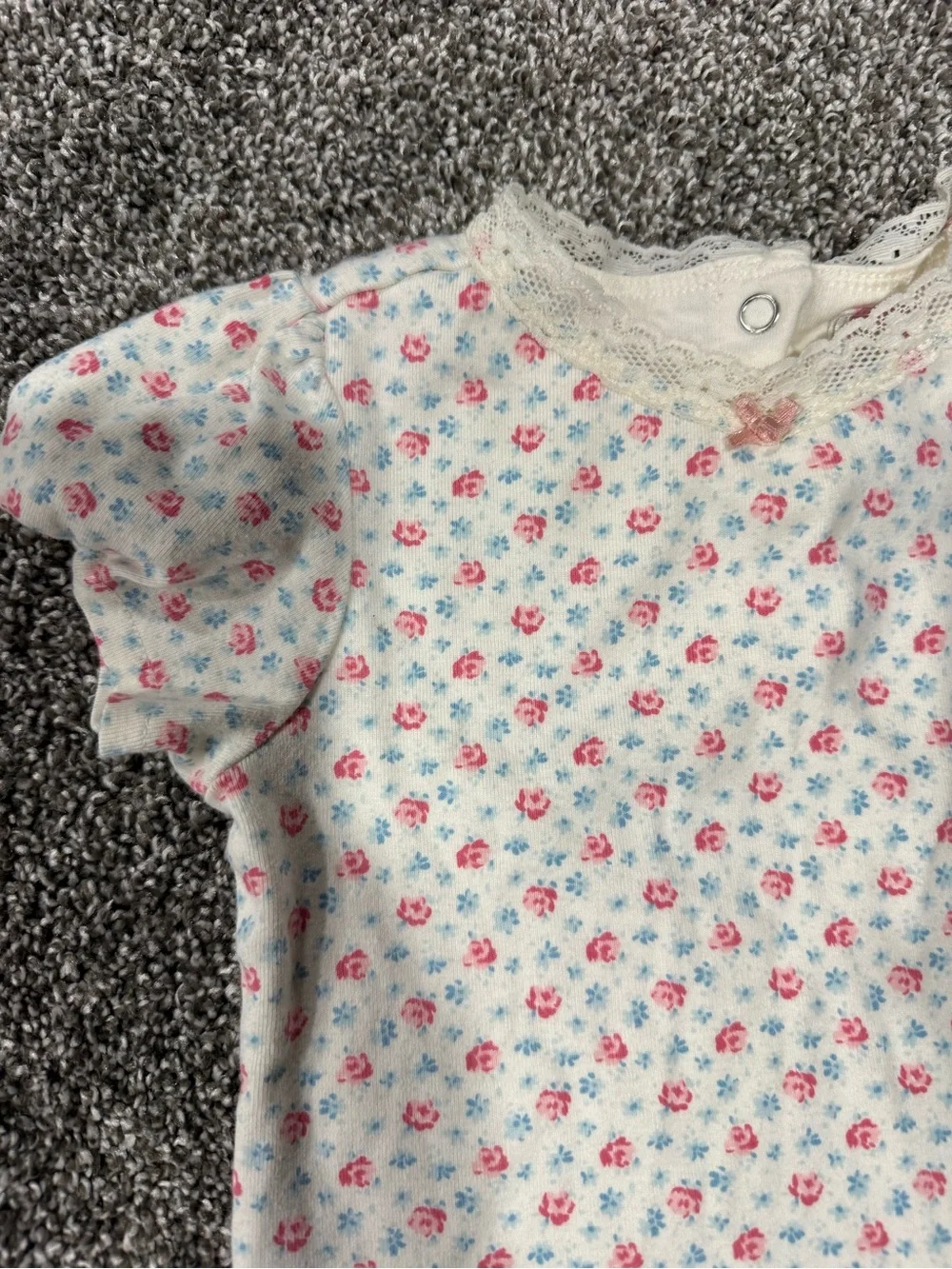 Vintage Gymboree Cream Tee with Pink & Blue Floral Print